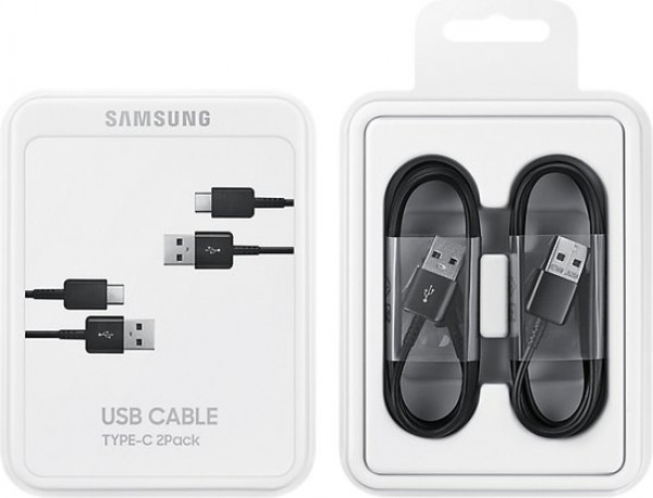 2-Pack USB-A to USB-C Cable for Samsung 25W (1.5m) Black image