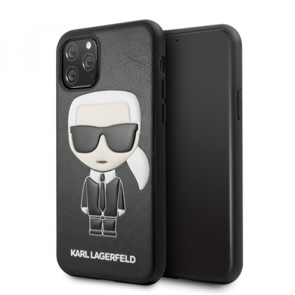Apple iPhone 11 Pro Zwart Karl Lagerfeld Backcover hoesje Ikonik Karl - Full Body - KLHCN58IKPUBK image
