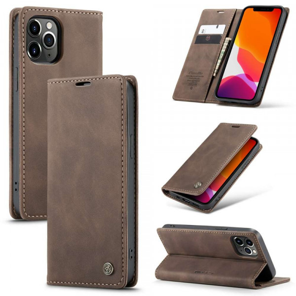CASEME Apple iPhone 12 Pro Max Retro Wallet Case - Coffee image