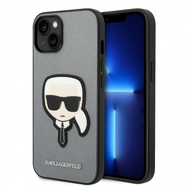 Karl Lagerfeld Karl Lagerfeld iPhone 14 Back cover case - iPhone 13 - Karl Head Patch - Silver image
