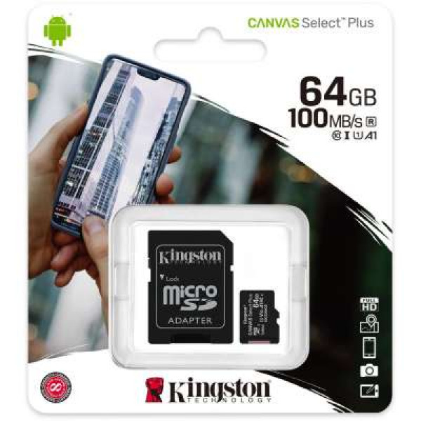 Kingston Canvas Select Plus microSD Card 10 UHS-I - 64GB - inclusief SD adapter image
