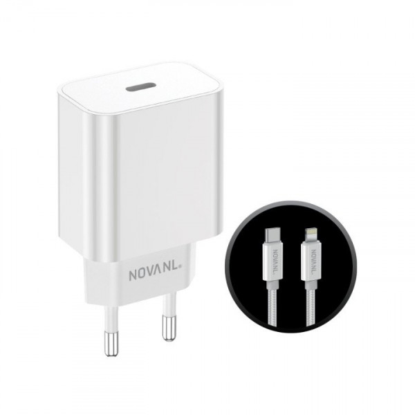 NOVANL ProCharge (20W) Wall Charger with SpeedCharge USB-C to 8 Pin Cable image