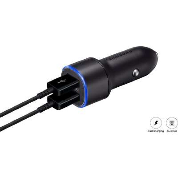 Samsung Fast Charge Dual USB 15W Car Charger (Black) - EP-L1100NBE image