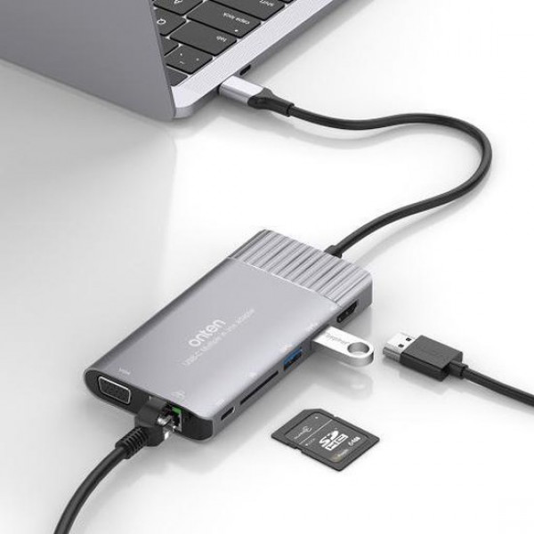Sounix 8 in 1 USB C to HDMI 4K@30hz+VGA+2*USB 3.0 hub+pd charger+Type C HUB Adapter+,PD2.0 image