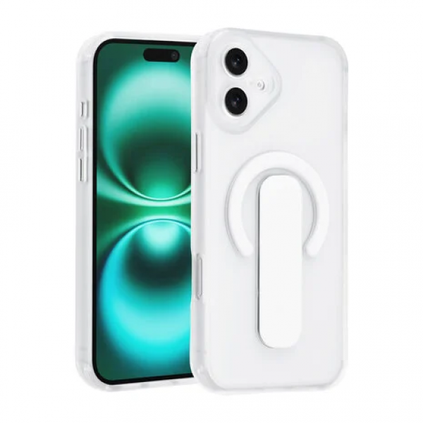 TUNIQ iPhone 16 Plus Back cover case - Built-in Ring Stand - Antishock - Silver image