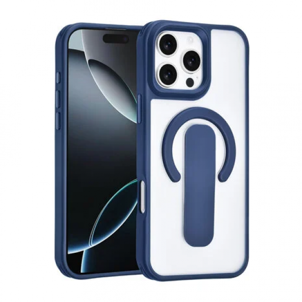 TUNIQ iPhone 16 Pro Max Backcover hoesje - Built-in Ring Stand - Antishock - Blauw image