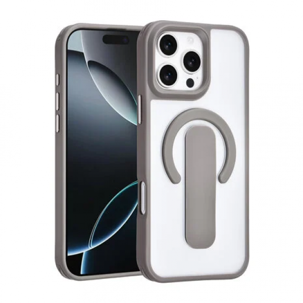 TUNIQ iPhone 16 Pro Max Backcover hoesje - Built-in Ring Stand - Antishock - Grijs image
