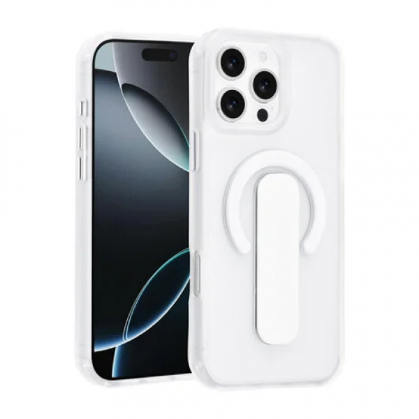 TUNIQ iPhone 16 Pro Max Backcover hoesje - Built-in Ring Stand - Antishock - Zilver image