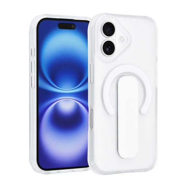 TUNIQ iPhone 16 Back cover case - Built-in Ring Stand - Antishock - Silver image