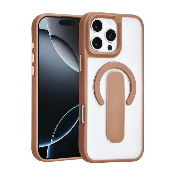 TUNIQ iPhone 16 Pro Max Back cover case - Built-in Ring Stand - Antishock - Gold image