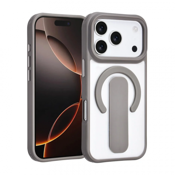 TUNIQ iPhone 17 Pro Back cover case - Built-in Ring Stand - Antishock - Grey image