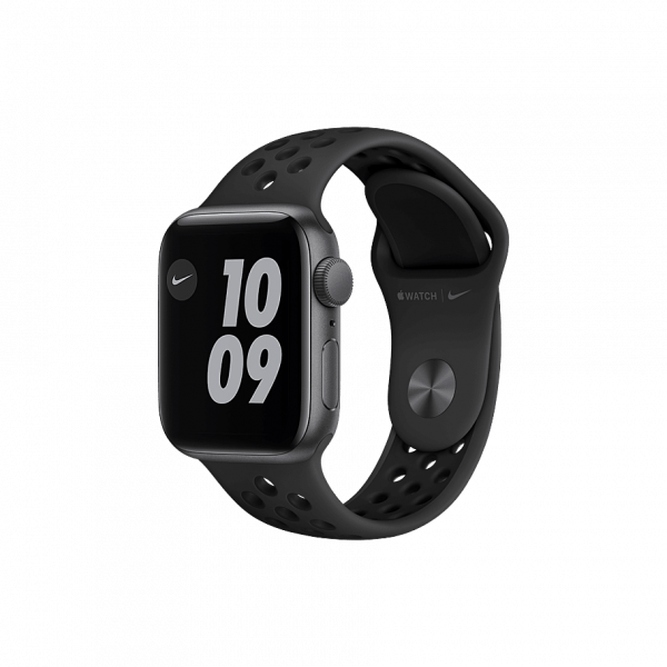 APPLE WATCH NIKE SE (GPS) • 40MM SPACEGRIJZE ALUMINIUM KAST • ANTRACIET/ZWART SPORTBANDJE VAN NIKE image