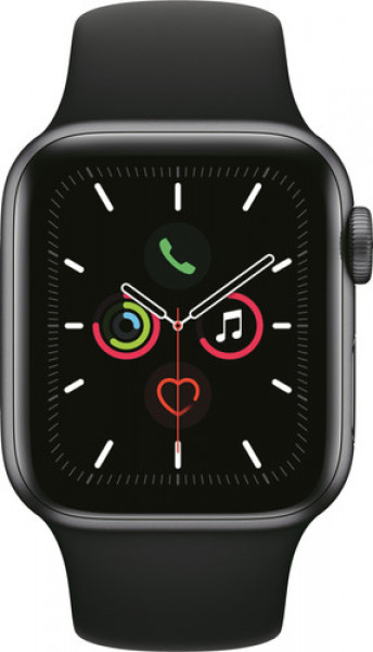 Apple Watch Series 5 40mm Space Gray Aluminium Zwarte Sportband image
