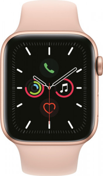 Apple Watch Series 5 44mm Goud Aluminium Roze Sportband image