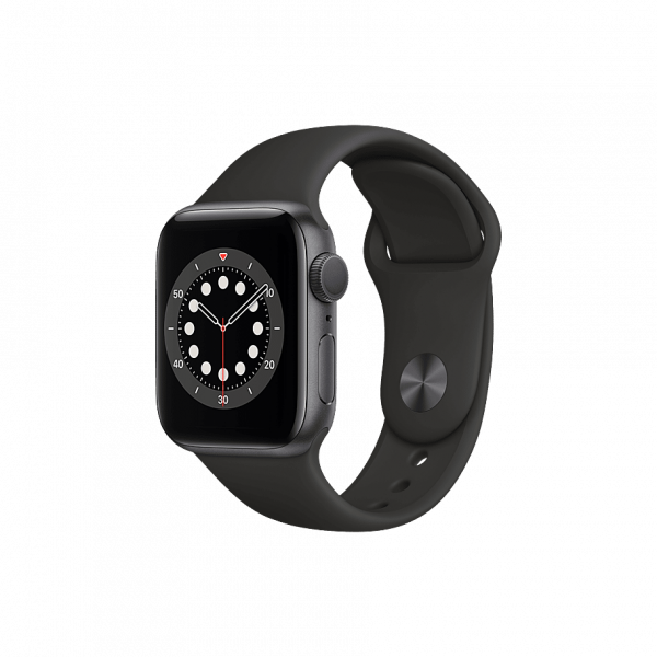 APPLE WATCH SERIES 6 (GPS) • 40MM SPACEGRIJZE ALUMINIUM KAST • ZWART SPORTBANDJE image