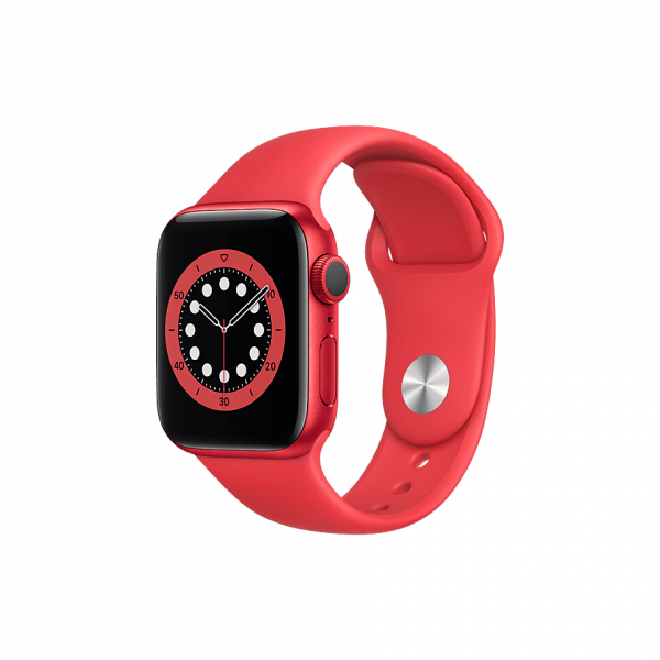 APPLE WATCH SERIES 6 (GPS) • 44MM (PRODUCT)RED ALUMINIUM KAST • (PRODUCT)RED SPORTBANDJE image